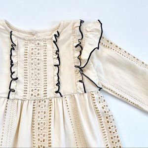 Ivory and Black Ruffle Eyelet Zara Dress